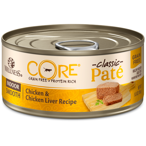 Wellness CORE Natural Grain Free Indoor Chicken and Chicken Liver Smooth Pate Wet Canned Cat Food