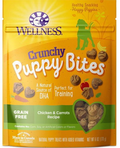 Wellness Natural Grain Free Crunchy Puppy Bites Chicken and Carrots Recipe Dog Treats