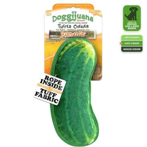 Doggijuana Tuffer Chewer Refillable Dill Pickle Toy