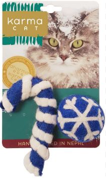 Dharma Dog Karma Cat Wool Candy Cane Holiday Ball Pack