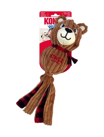 KONG Holiday Wubba Corduroy Bear Dog Toy