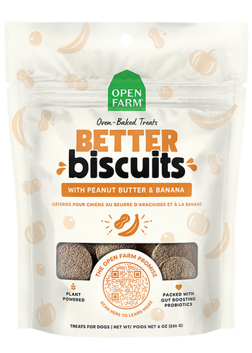 Open Farm Better Biscuits With Peanut Butter & Banana Recipe Dog Treats