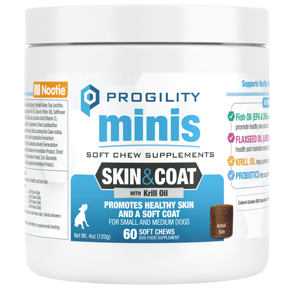 Nootie Progility Minis Skin & Coat Soft Chew Supplement For Small & Medium Size Dogs