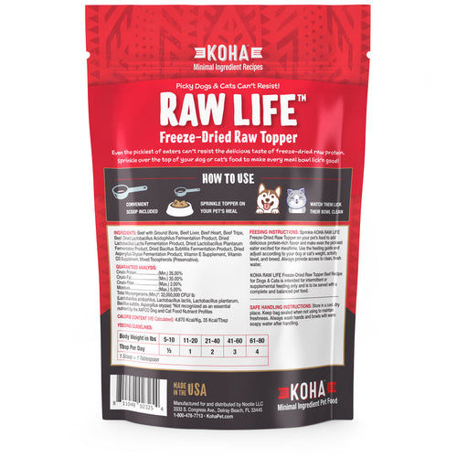 Koha Freeze-Dried Raw Topper Beef Recipe for Dogs and Cats