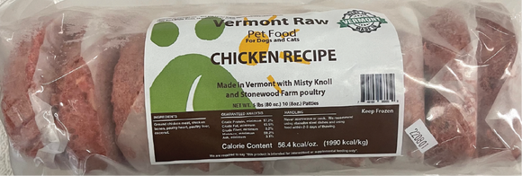 Vermont Pet Food & Supply Raw Chicken Patties Dog Food