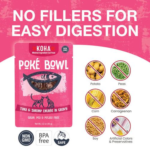 Koha Poké Bowl Tuna & Shrimp Entrée in Gravy for Cats
