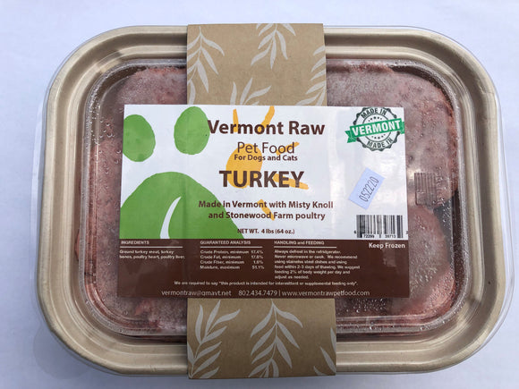 Vermont Pet Raw Turkey Dog Food 4lb