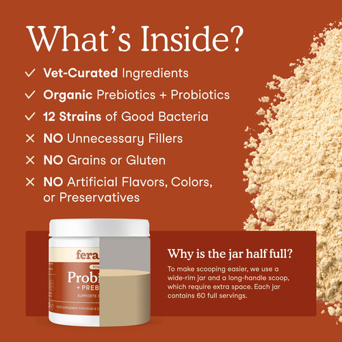 Fera Pet USDA Organic Probiotics with Prebiotics For Cats + Dogs