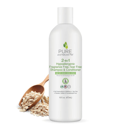 Pure and Natural Pet 2-in-1 Hypoallergenic Fragrance Free Tear Free Shampoo & Conditioner