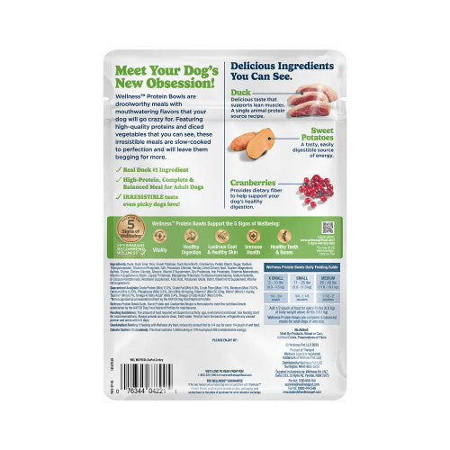 Wellness Protein Bowls Duck, Sweet Potato & Cranberries Wet Dog Food