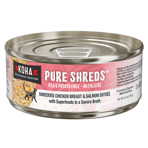 Koha Pure Shreds Shredded Chicken Breast & Salmon Entrée for Cats