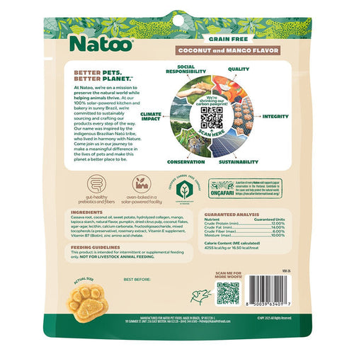 Natoo Crunchy Dog Biscuits Coconut And Mango Flavor - BIG BITE